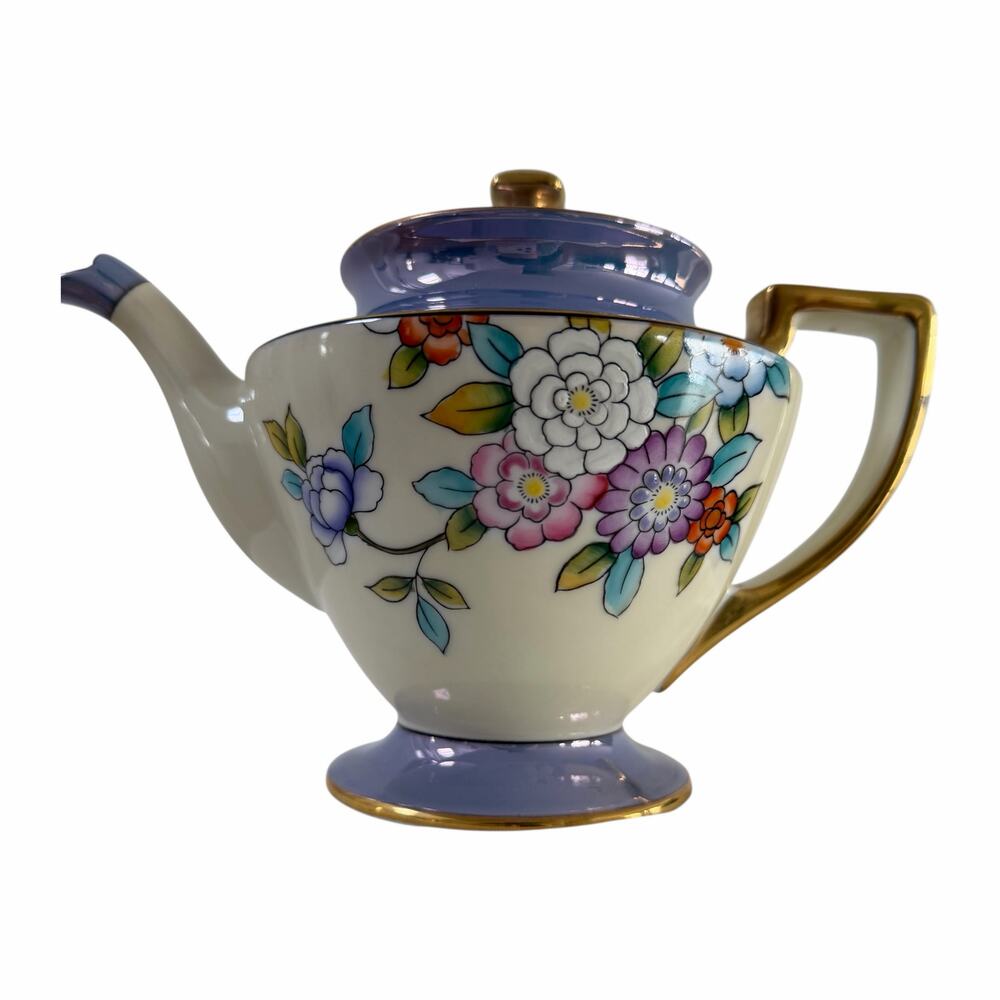 Vintage Noritake Lusterware Hand Painted Japanese Floral Teapot - Picture 1 of 10